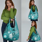 NAIDOC Deadly 50 Years Grocery Bag Jellyfish Aboriginal Culture Inspired Turquoise