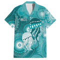 NAIDOC Deadly 50 Years Hawaiian Shirt Jellyfish Aboriginal Culture Inspired Turquoise