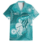 NAIDOC Deadly 50 Years Hawaiian Shirt Jellyfish Aboriginal Culture Inspired Turquoise