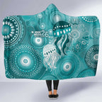 NAIDOC Deadly 50 Years Hooded Blanket Jellyfish Aboriginal Culture Inspired Turquoise