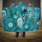 NAIDOC Deadly 50 Years Hooded Blanket Jellyfish Aboriginal Culture Inspired Turquoise