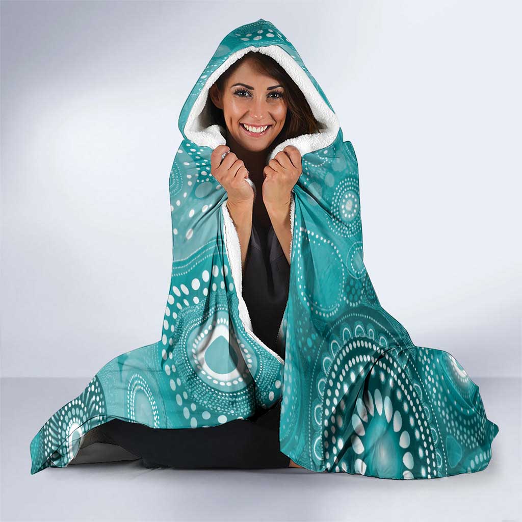 NAIDOC Deadly 50 Years Hooded Blanket Jellyfish Aboriginal Culture Inspired Turquoise