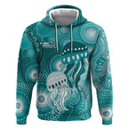 NAIDOC Deadly 50 Years Hoodie Jellyfish Aboriginal Culture Inspired Turquoise