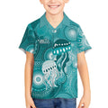 NAIDOC Deadly 50 Years Kid Hawaiian Shirt Jellyfish Aboriginal Culture Inspired Turquoise