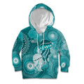 NAIDOC Deadly 50 Years Kid Hoodie Jellyfish Aboriginal Culture Inspired Turquoise