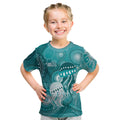 NAIDOC Deadly 50 Years Kid T Shirt Jellyfish Aboriginal Culture Inspired Turquoise