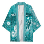 NAIDOC Deadly 50 Years Kimono Jellyfish Aboriginal Culture Inspired Turquoise