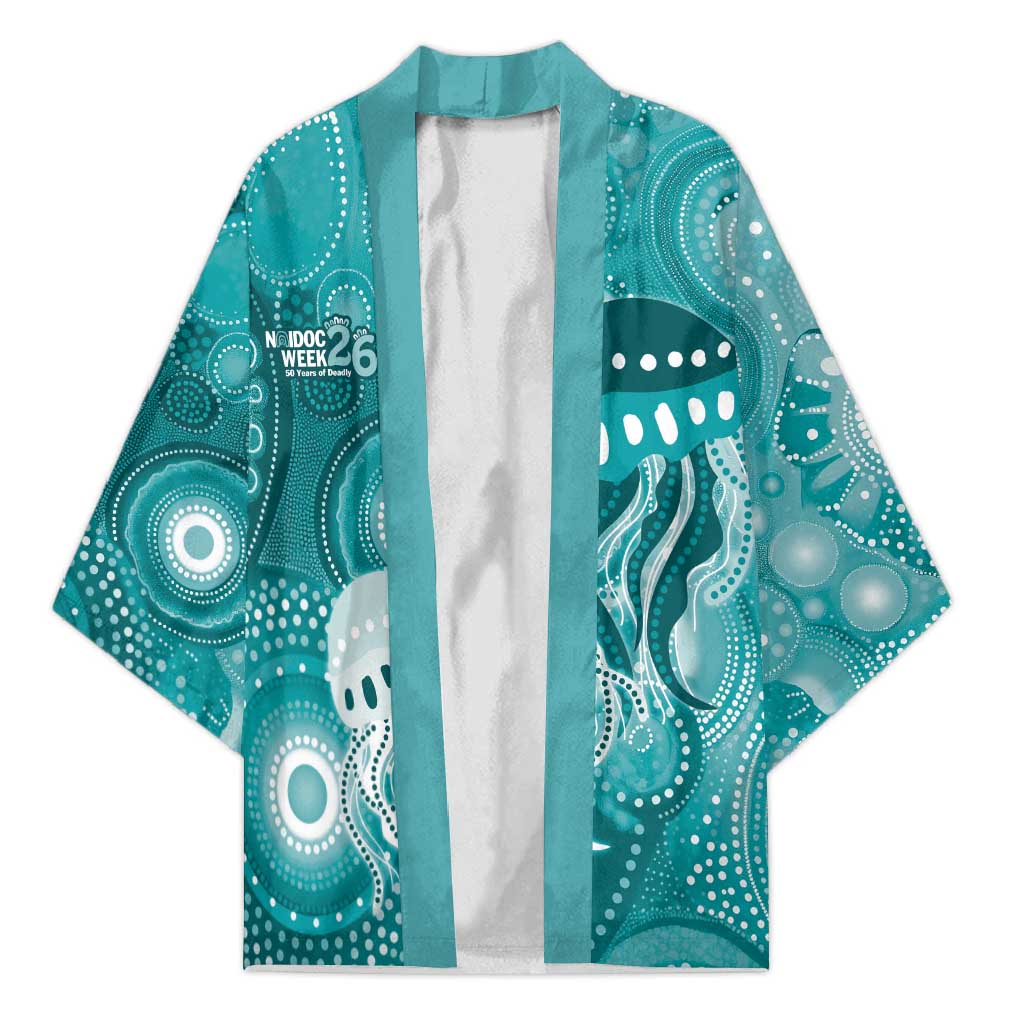 NAIDOC Deadly 50 Years Kimono Jellyfish Aboriginal Culture Inspired Turquoise