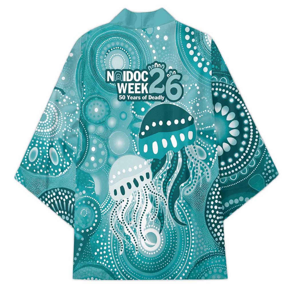 NAIDOC Deadly 50 Years Kimono Jellyfish Aboriginal Culture Inspired Turquoise