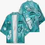 NAIDOC Deadly 50 Years Kimono Jellyfish Aboriginal Culture Inspired Turquoise