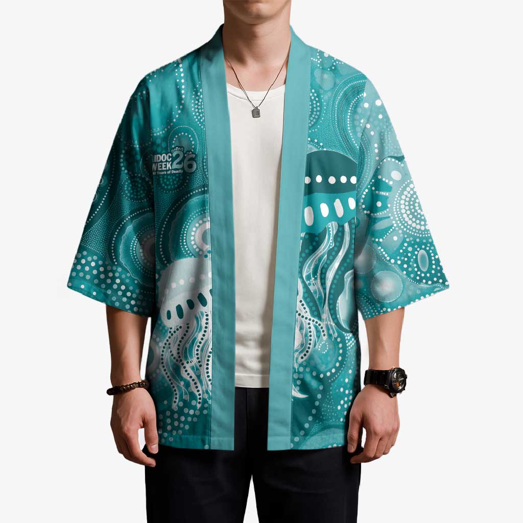 NAIDOC Deadly 50 Years Kimono Jellyfish Aboriginal Culture Inspired Turquoise