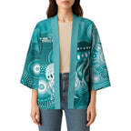 NAIDOC Deadly 50 Years Kimono Jellyfish Aboriginal Culture Inspired Turquoise