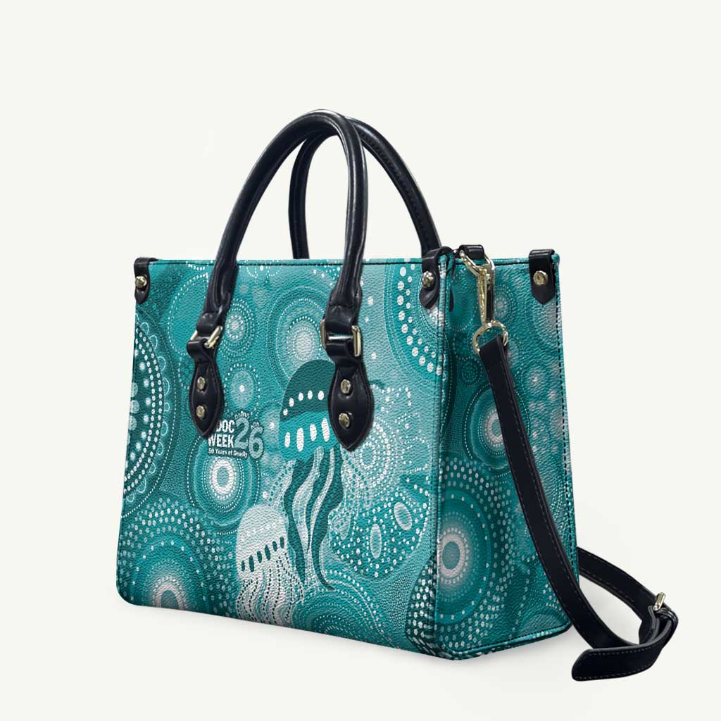 NAIDOC Deadly 50 Years Leather Bag Jellyfish Aboriginal Culture Inspired Turquoise