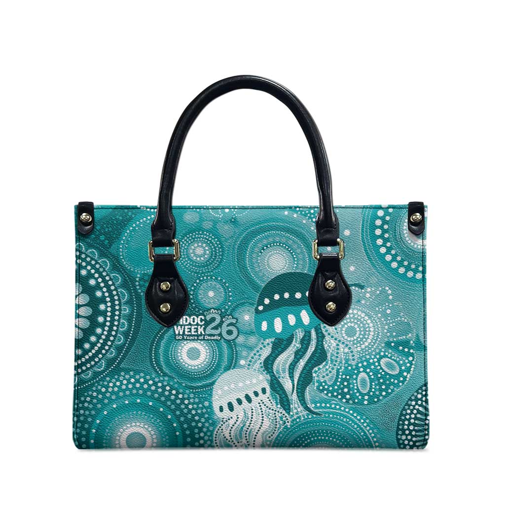NAIDOC Deadly 50 Years Leather Bag Jellyfish Aboriginal Culture Inspired Turquoise