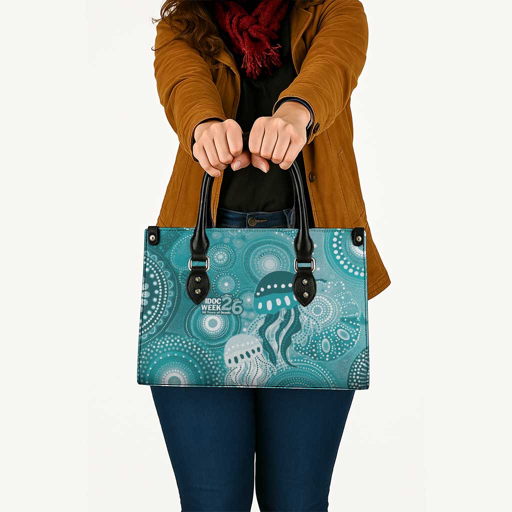 NAIDOC Deadly 50 Years Leather Bag Jellyfish Aboriginal Culture Inspired Turquoise