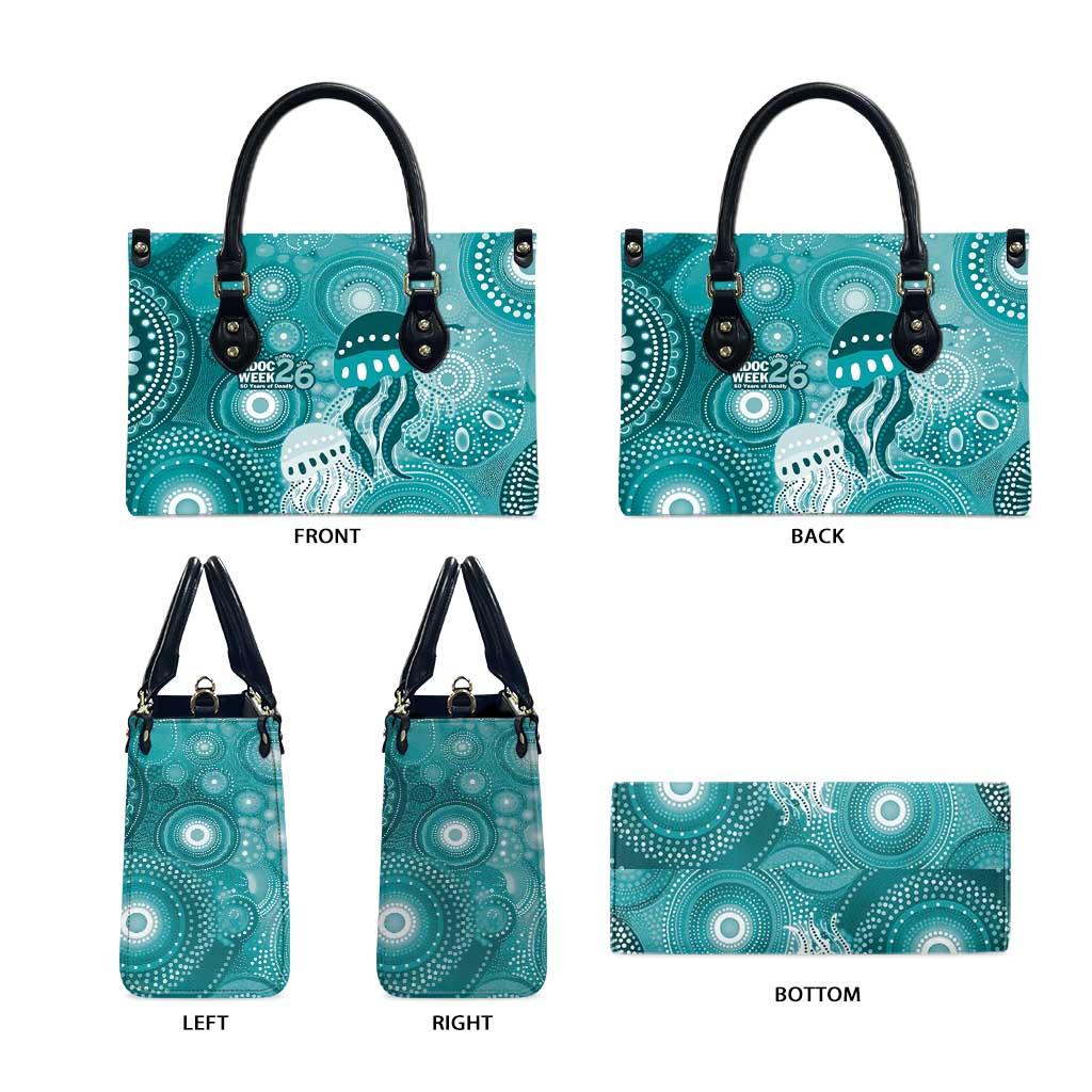 NAIDOC Deadly 50 Years Leather Bag Jellyfish Aboriginal Culture Inspired Turquoise