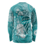 NAIDOC Deadly 50 Years Long Sleeve Shirt Jellyfish Aboriginal Culture Inspired Turquoise