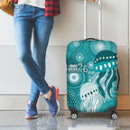 NAIDOC Deadly 50 Years Luggage Cover Jellyfish Aboriginal Culture Inspired Turquoise