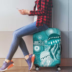 NAIDOC Deadly 50 Years Luggage Cover Jellyfish Aboriginal Culture Inspired Turquoise