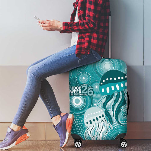 NAIDOC Deadly 50 Years Luggage Cover Jellyfish Aboriginal Culture Inspired Turquoise