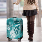 NAIDOC Deadly 50 Years Luggage Cover Jellyfish Aboriginal Culture Inspired Turquoise