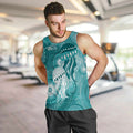 NAIDOC Deadly 50 Years Men Tank Top Jellyfish Aboriginal Culture Inspired Turquoise