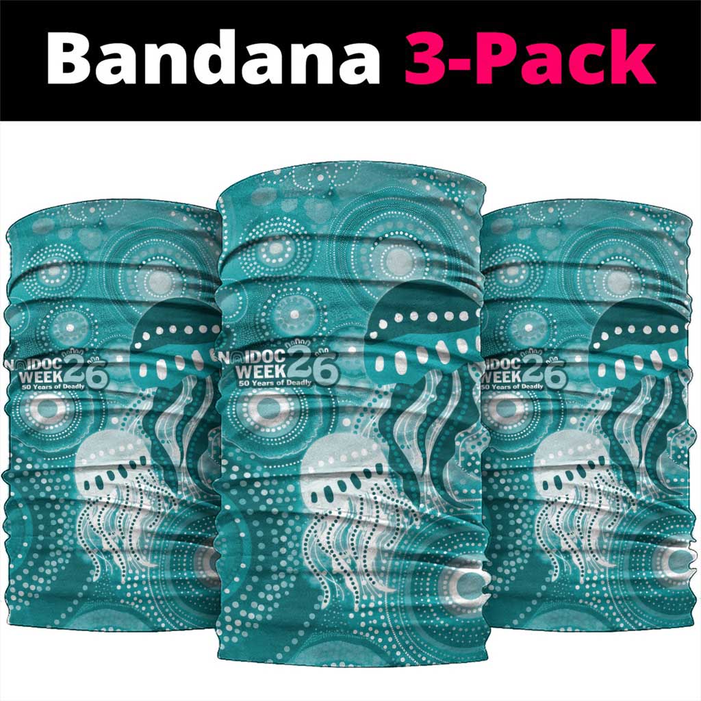 NAIDOC Deadly 50 Years Neck Gaiter Jellyfish Aboriginal Culture Inspired Turquoise