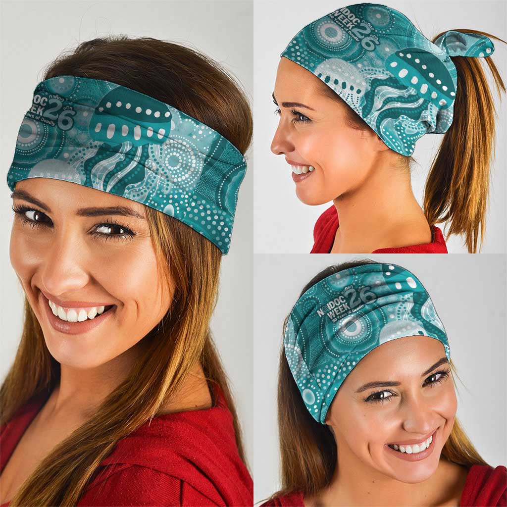 NAIDOC Deadly 50 Years Neck Gaiter Jellyfish Aboriginal Culture Inspired Turquoise