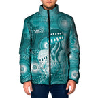 NAIDOC Deadly 50 Years Padded Jacket Jellyfish Aboriginal Culture Inspired Turquoise
