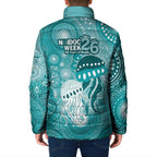 NAIDOC Deadly 50 Years Padded Jacket Jellyfish Aboriginal Culture Inspired Turquoise