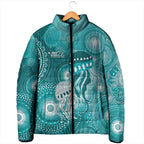 NAIDOC Deadly 50 Years Padded Jacket Jellyfish Aboriginal Culture Inspired Turquoise