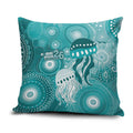 NAIDOC Deadly 50 Years Pillow Cover Jellyfish Aboriginal Culture Inspired Turquoise