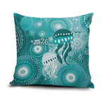 NAIDOC Deadly 50 Years Pillow Cover Jellyfish Aboriginal Culture Inspired Turquoise