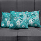 NAIDOC Deadly 50 Years Pillow Cover Jellyfish Aboriginal Culture Inspired Turquoise