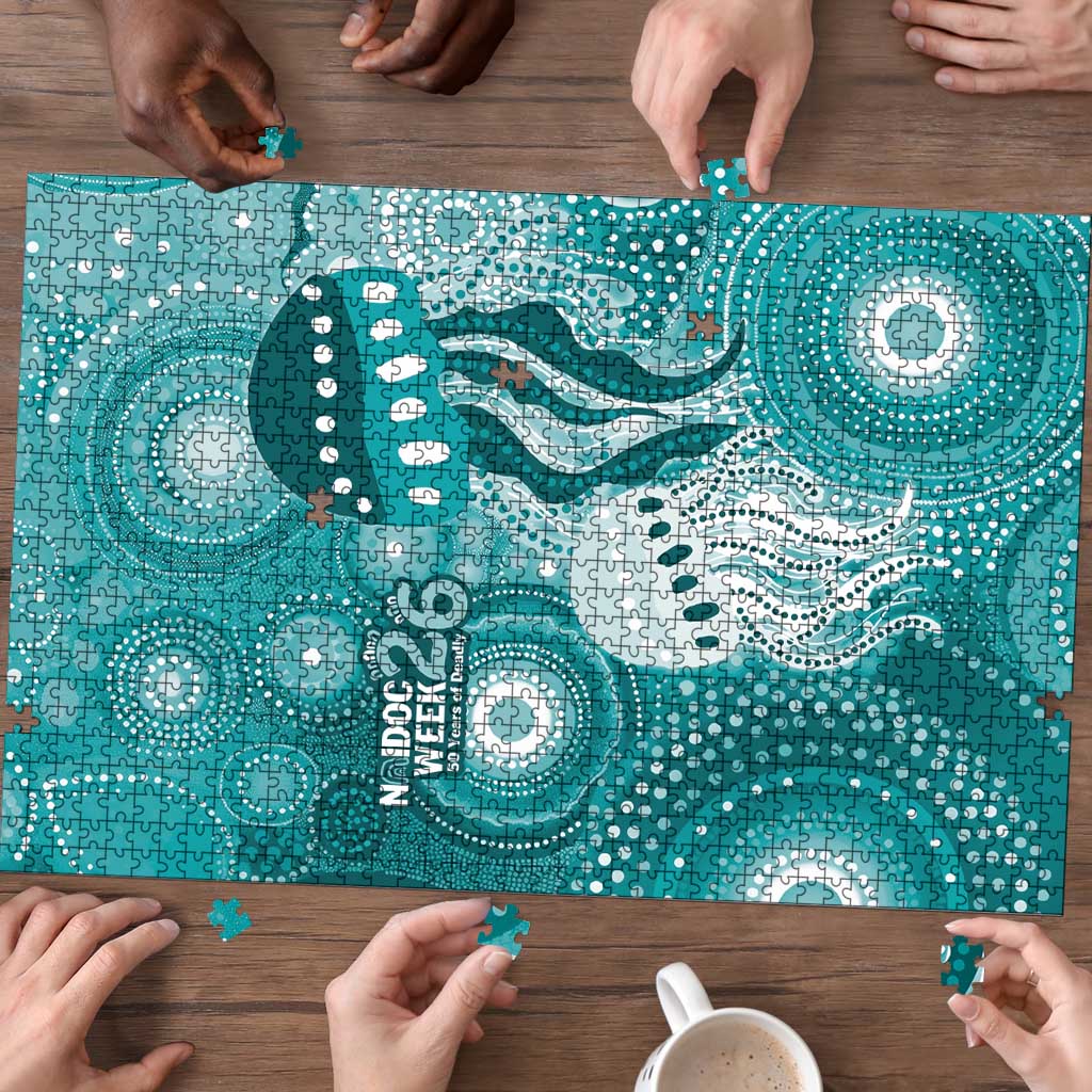 NAIDOC Deadly 50 Years Puzzle Jellyfish Aboriginal Culture Inspired Turquoise