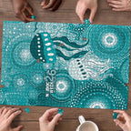 NAIDOC Deadly 50 Years Puzzle Jellyfish Aboriginal Culture Inspired Turquoise