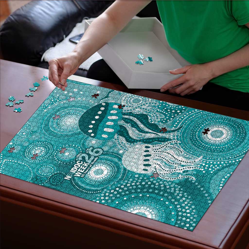 NAIDOC Deadly 50 Years Puzzle Jellyfish Aboriginal Culture Inspired Turquoise