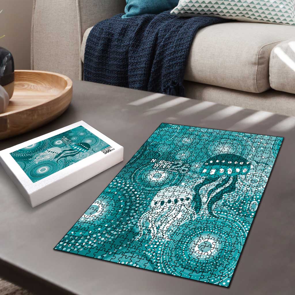 NAIDOC Deadly 50 Years Puzzle Jellyfish Aboriginal Culture Inspired Turquoise