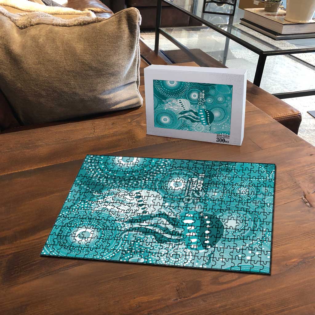 NAIDOC Deadly 50 Years Puzzle Jellyfish Aboriginal Culture Inspired Turquoise