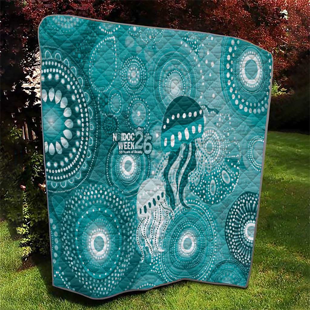 NAIDOC Deadly 50 Years Quilt Jellyfish Aboriginal Culture Inspired Turquoise