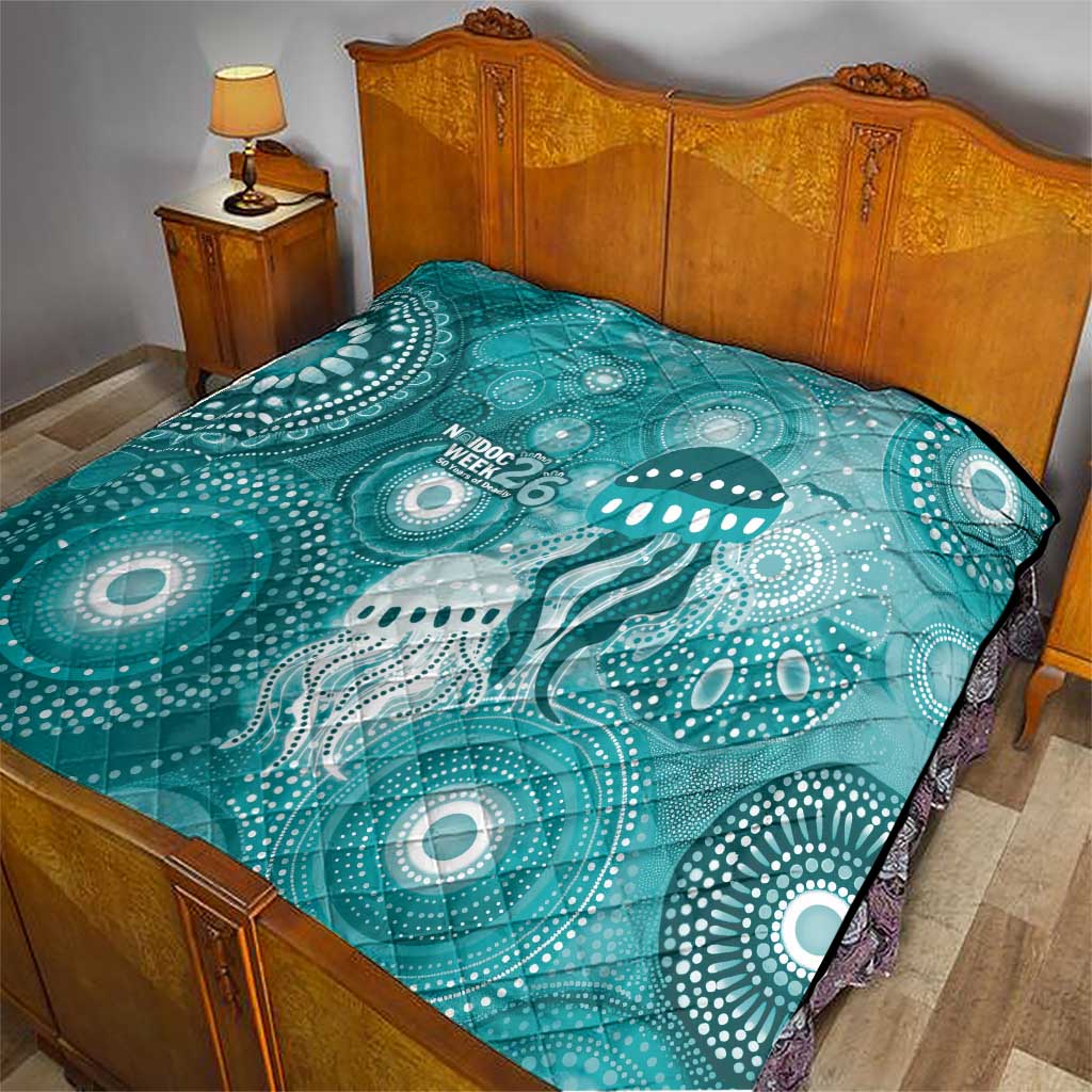 NAIDOC Deadly 50 Years Quilt Jellyfish Aboriginal Culture Inspired Turquoise