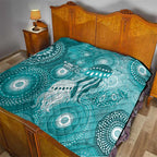 NAIDOC Deadly 50 Years Quilt Jellyfish Aboriginal Culture Inspired Turquoise