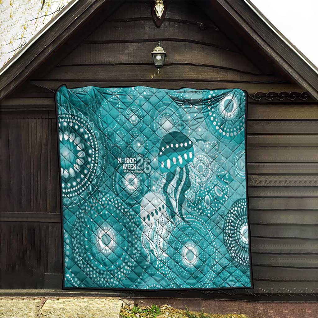 NAIDOC Deadly 50 Years Quilt Jellyfish Aboriginal Culture Inspired Turquoise