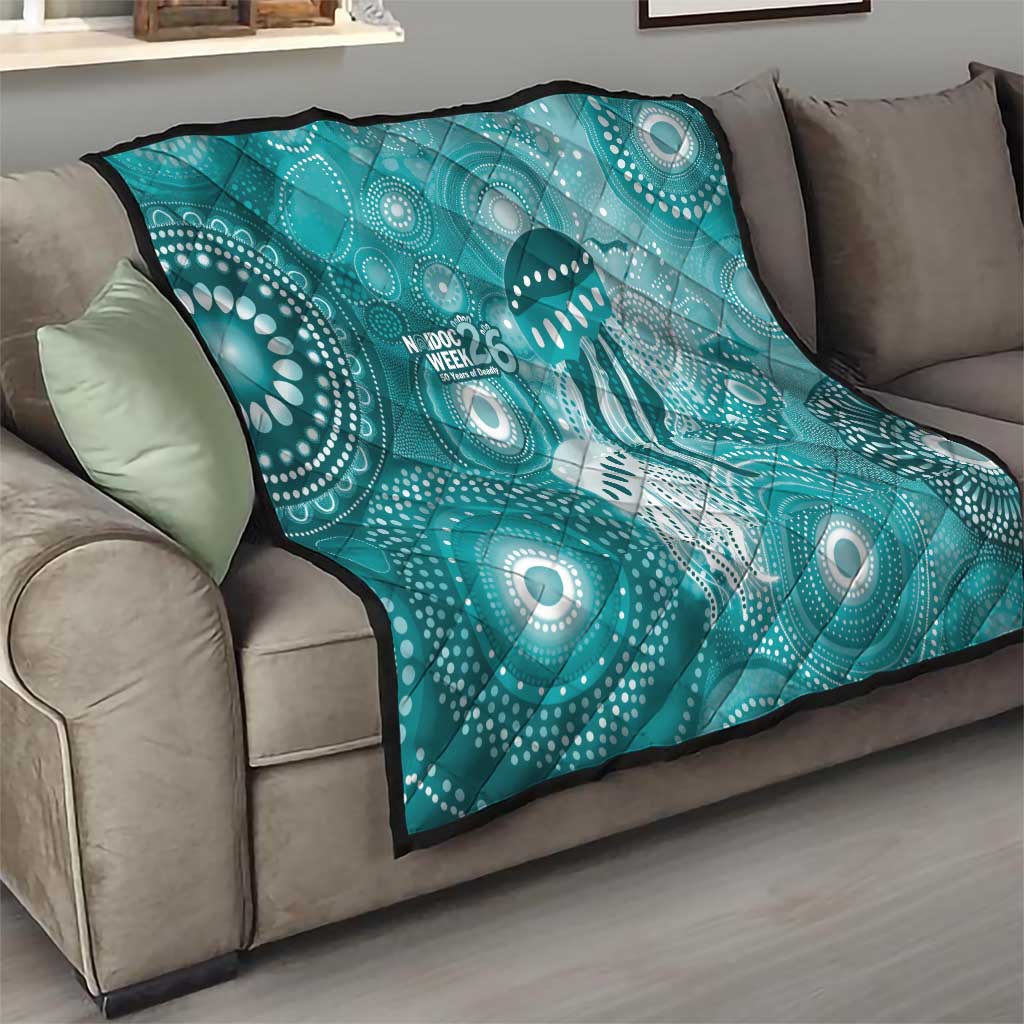 NAIDOC Deadly 50 Years Quilt Jellyfish Aboriginal Culture Inspired Turquoise