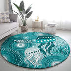 NAIDOC Deadly 50 Years Round Carpet Jellyfish Aboriginal Culture Inspired Turquoise