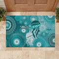 NAIDOC Deadly 50 Years Rubber Doormat Jellyfish Aboriginal Culture Inspired Turquoise