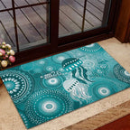 NAIDOC Deadly 50 Years Rubber Doormat Jellyfish Aboriginal Culture Inspired Turquoise