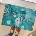 NAIDOC Deadly 50 Years Rubber Doormat Jellyfish Aboriginal Culture Inspired Turquoise