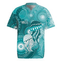 NAIDOC Deadly 50 Years Rugby Jersey Jellyfish Aboriginal Culture Inspired Turquoise