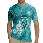 NAIDOC Deadly 50 Years Rugby Jersey Jellyfish Aboriginal Culture Inspired Turquoise